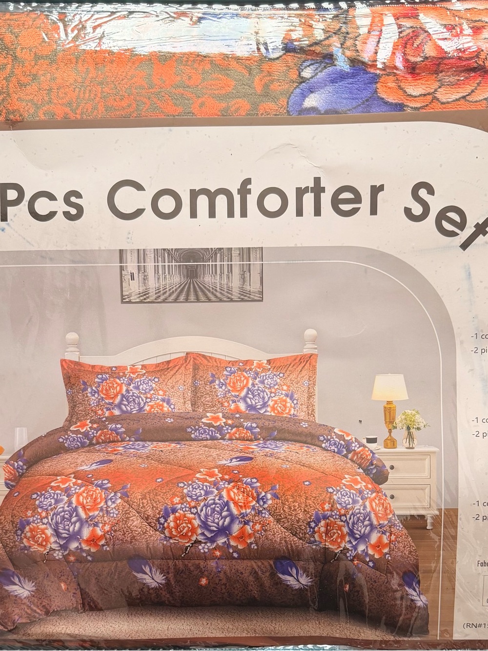 Floral Orange & Purple Comforter Set by